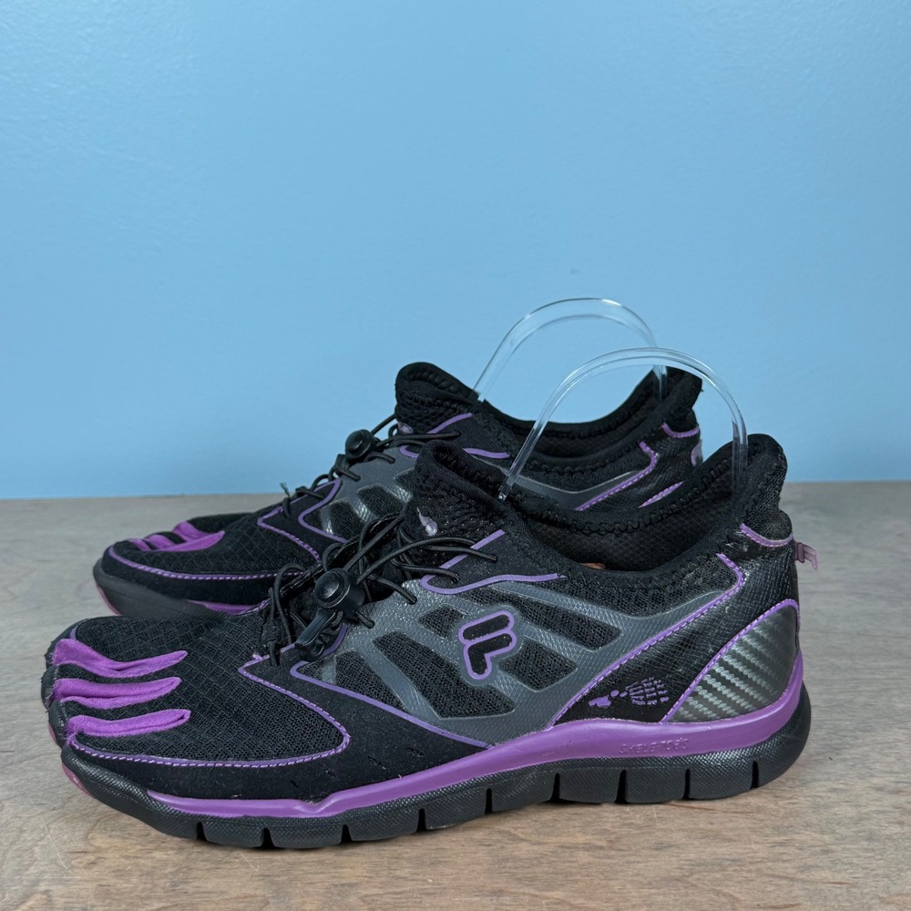 Fila Skele-Toes EZ Slide Womens 10 Black Purple Minimalist Running Shoes